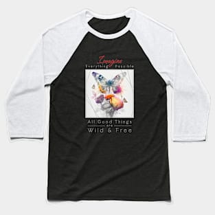 Butterfly Nature Flower Imagine Wild Free Baseball T-Shirt